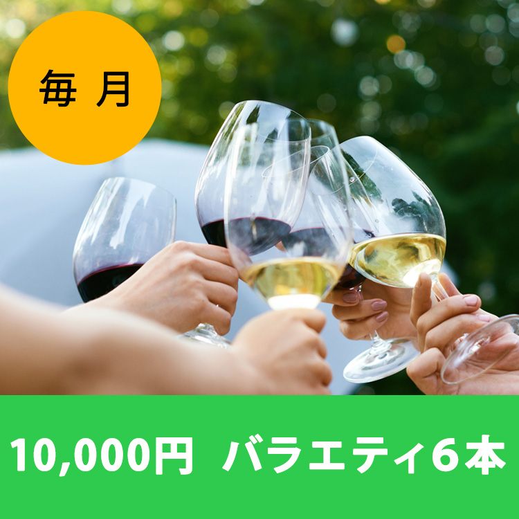 【ワインらくらく定期便】10,000円コース(バラエティ6本)