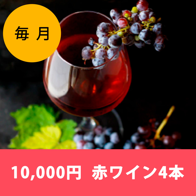 【ワインらくらく定期便】10,000円コース(赤4本)