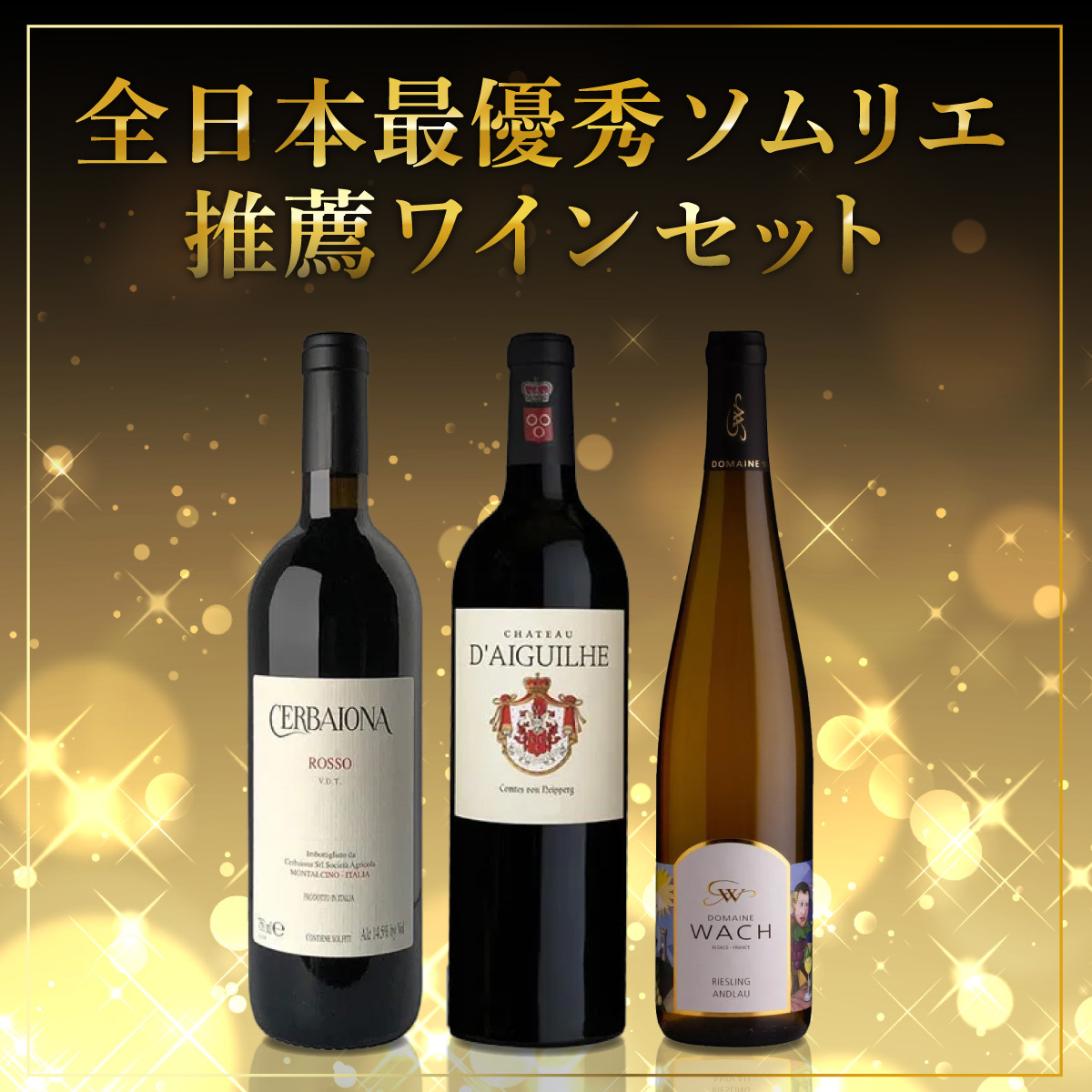 全日本最優秀ソムリエ推薦ワインセット（赤x2,白x1）