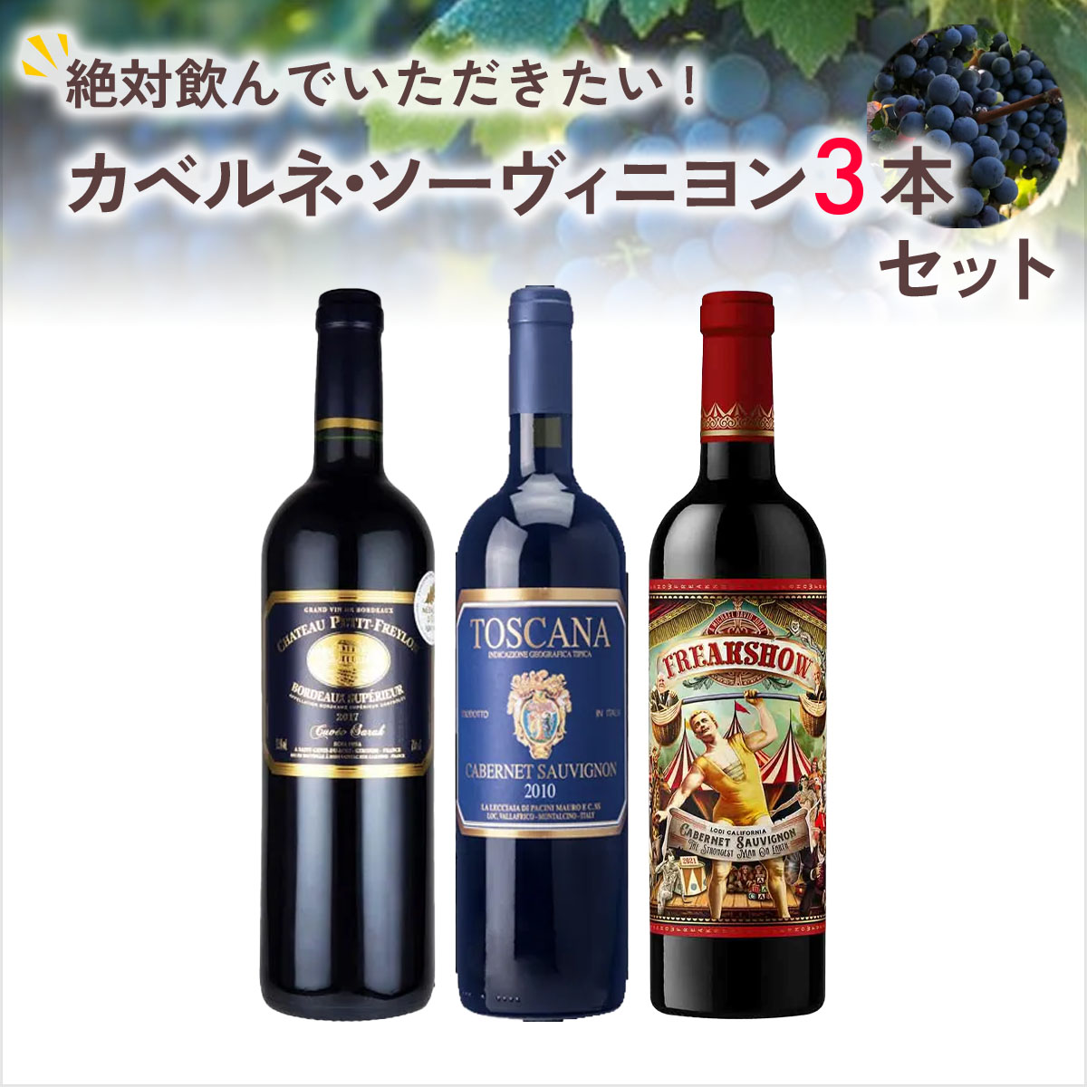 ★値上げ前 ポイント10倍還元★絶対に飲んでいただきたいカベルネ・ソーヴィニヨン3本セット
