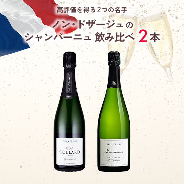 高評価を得る2つの名手 ノン・ドザージュのシャンパーニュを飲み比べる（白泡750mlx2本）