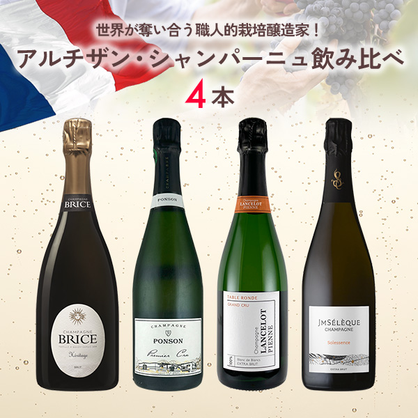 世界が奪い合う職人的栽培醸造家！アルチザン・シャンパーニュ飲み比べセット（泡750mlx4本）
