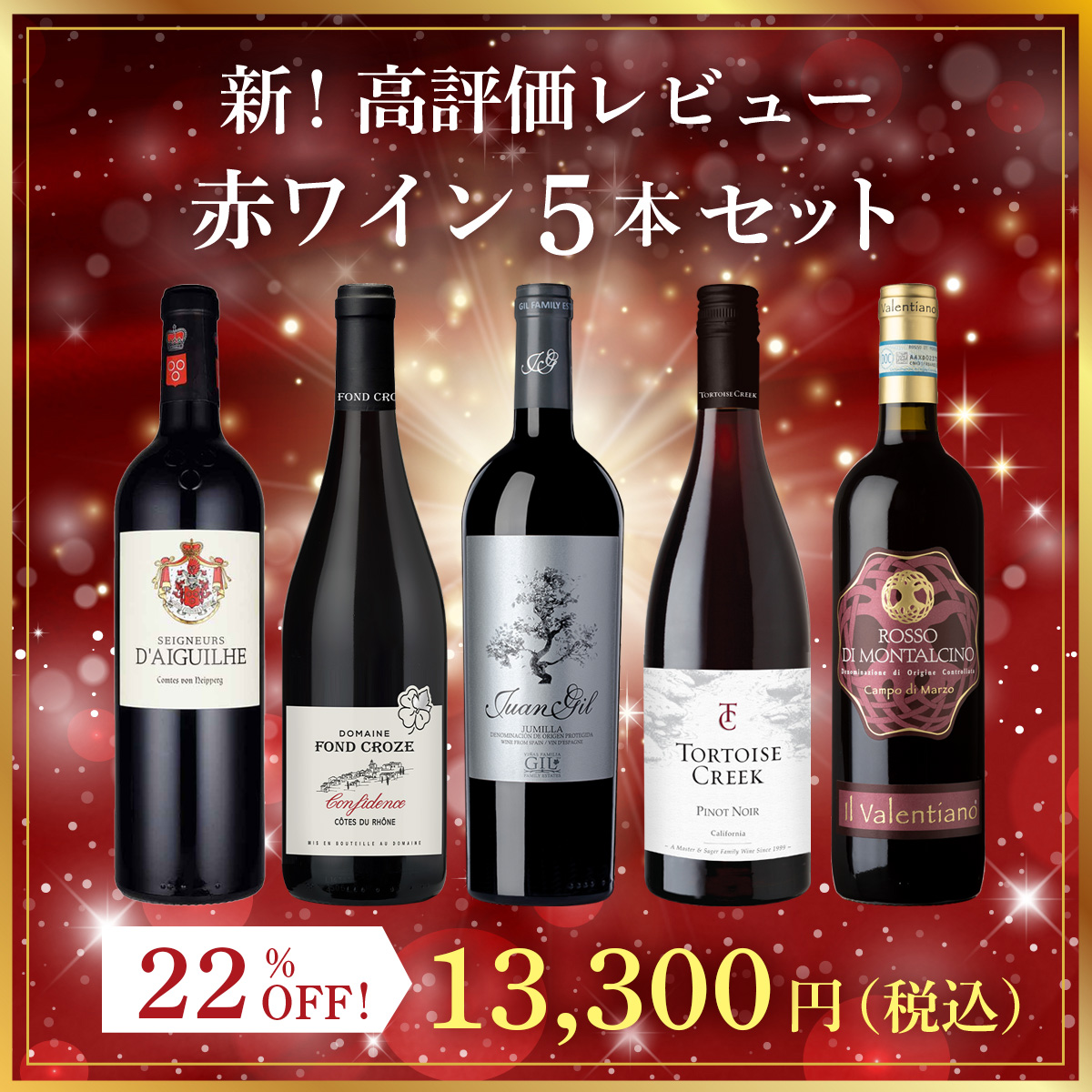 ☆値上げ前 ポイント10倍還元☆新！高評価レビュー赤ワイン5本セット