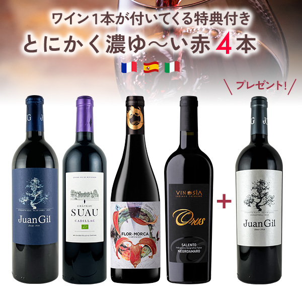 【1本プレゼント】とにかく濃ゆ～い赤、揃えました。（赤750mlx4本+1本）