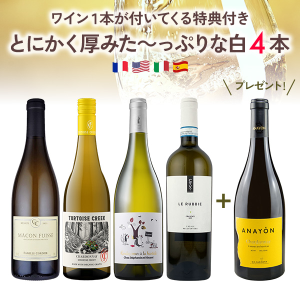 1本プレゼント！とにかく厚みた～っぷりな白、揃えました。（750mlx4本+1本）