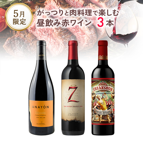 ★240時間 ポイント10倍祭り★がっつりと肉料理で楽しむ、昼飲み赤ワイン3本（750mlx3本）