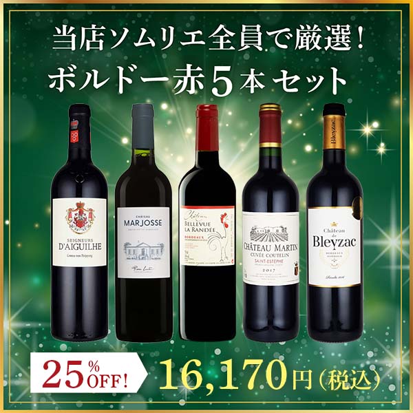 当店ソムリエ全員で厳選！ボルドー赤5本セット(750ml×5本)