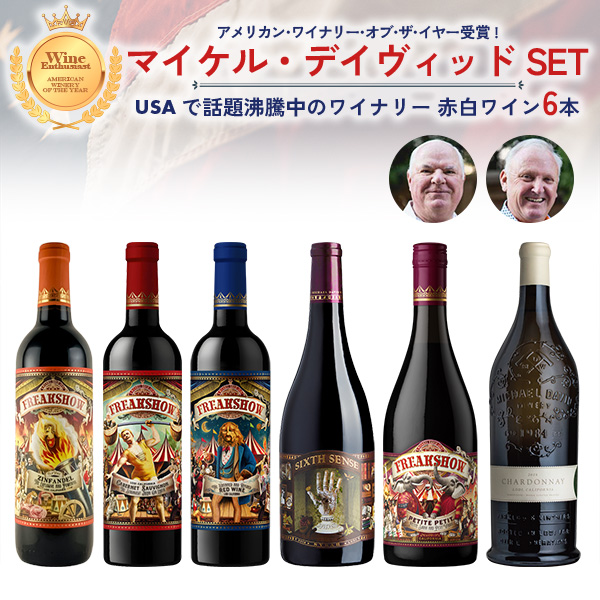 アメリカン・ワイナリー・オブ・ザ・イヤー受賞！『マイケル・デイヴィッド』のワイン6本セット(750ml×6本：赤5本＋白1本)