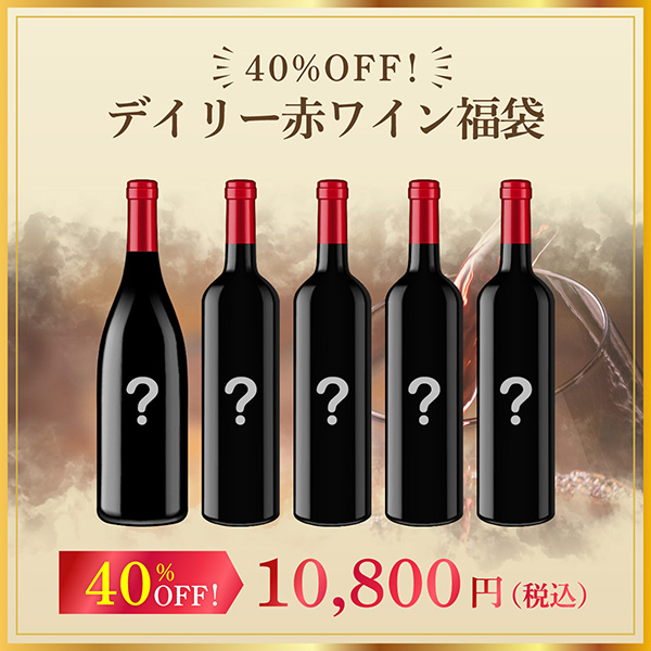 40%オフ！デイリー赤ワイン福袋（赤750mlx5本）