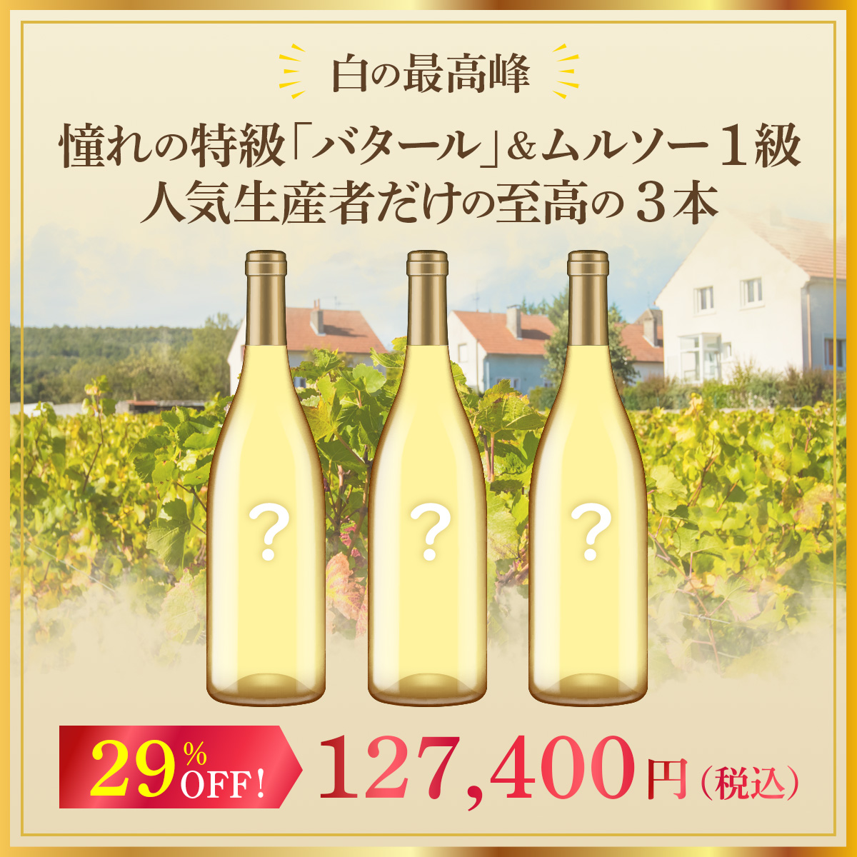 【白の最高峰】憧れの特級「バタール」＆ムルソー1級、人気生産者だけの至高の3本セット！