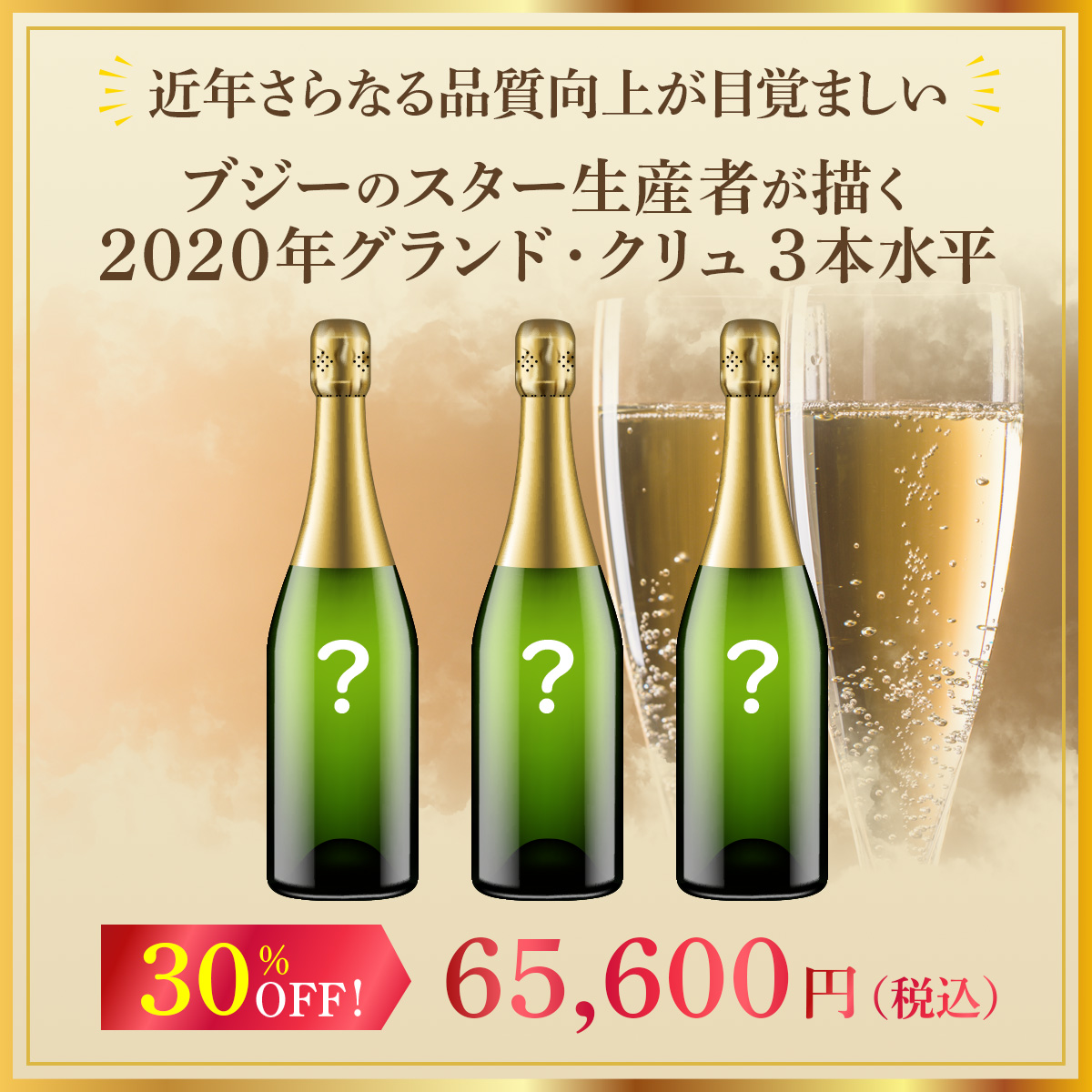 近年さらなる品質向上が目覚ましいブジーのスター生産者が描く、2020年グランド・クリュ3本水平セット！