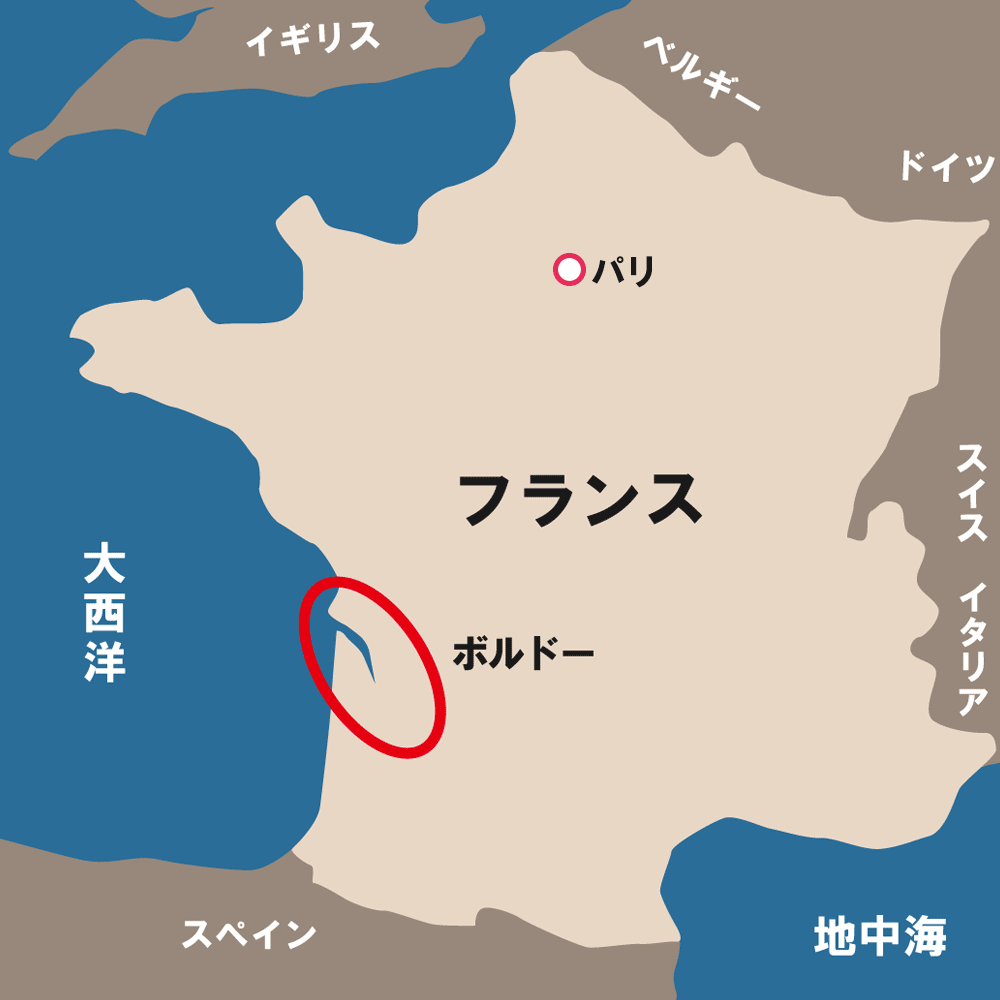 フランス・ボルドーの位置(地図)