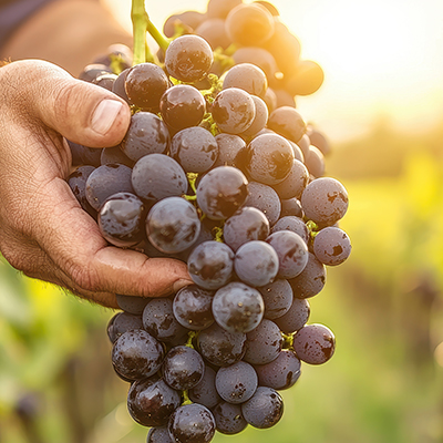 収穫されたブドウの房